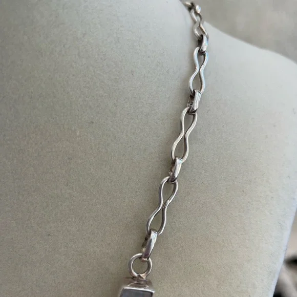 Opalite and Smokey quartz 925 silver adjustable necklace - Picture 3 of 7